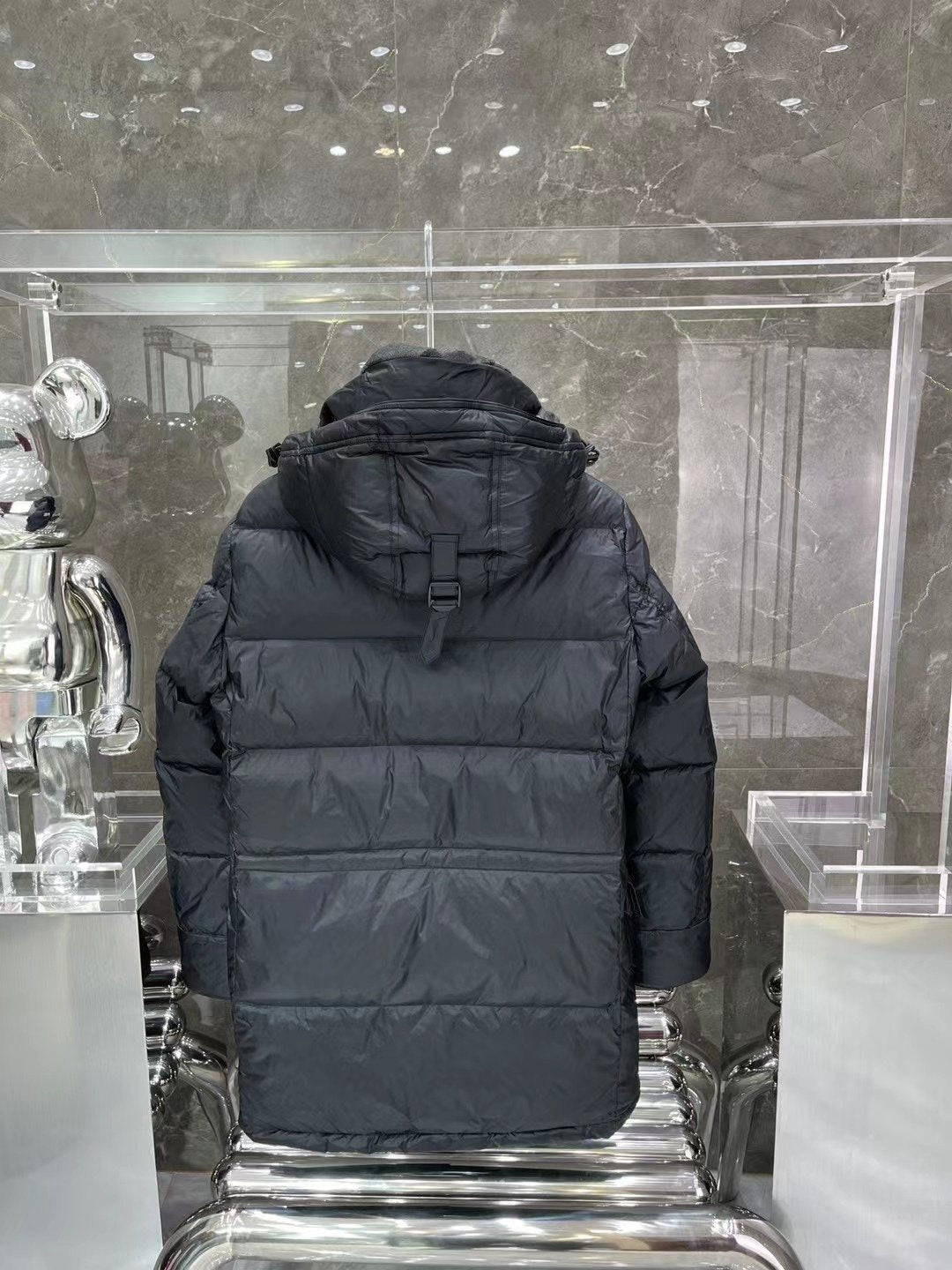 Burberry Black Hooded Puffer Jacket — back