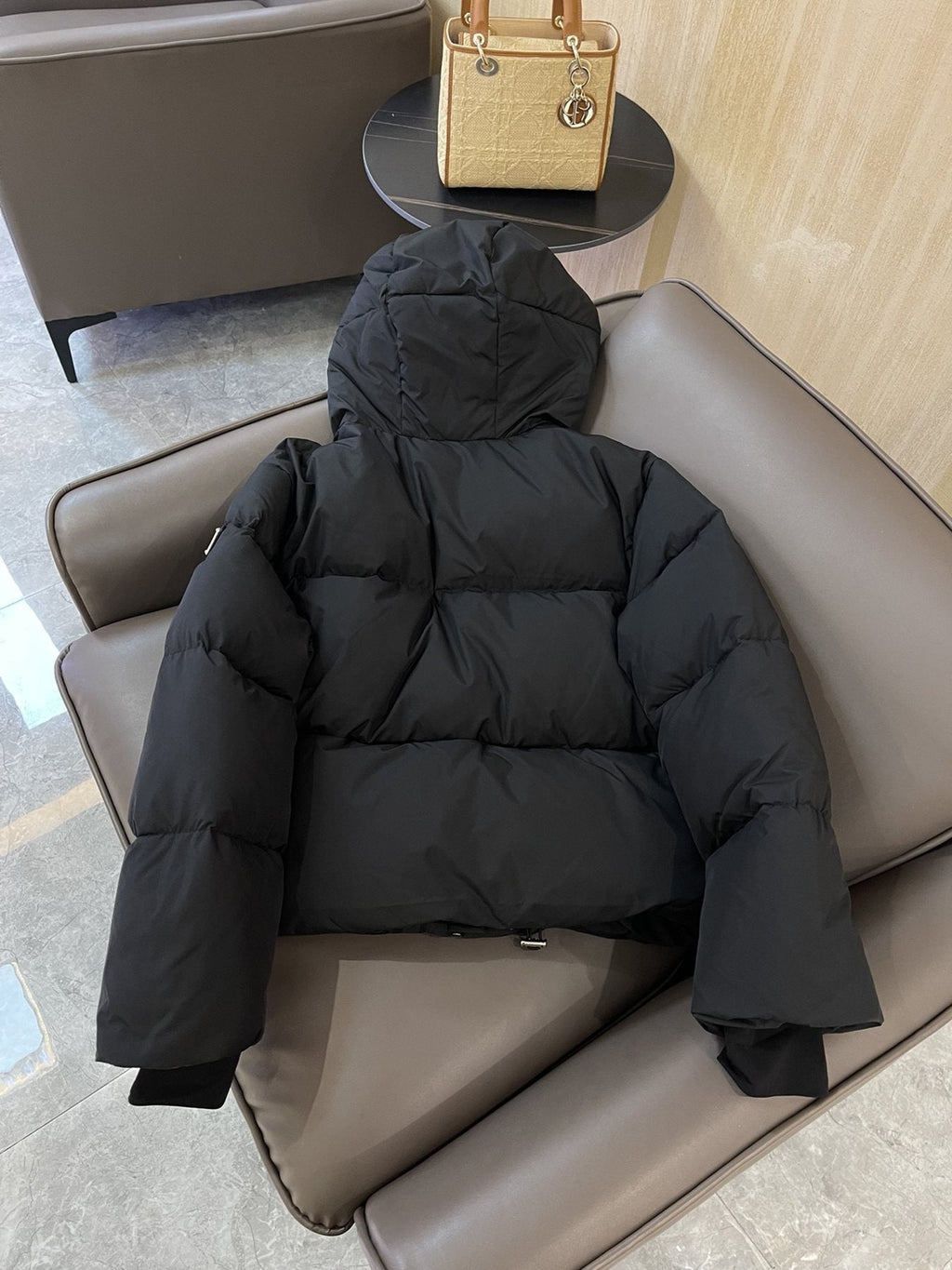Prada Hooded Short Down Jacket — back
