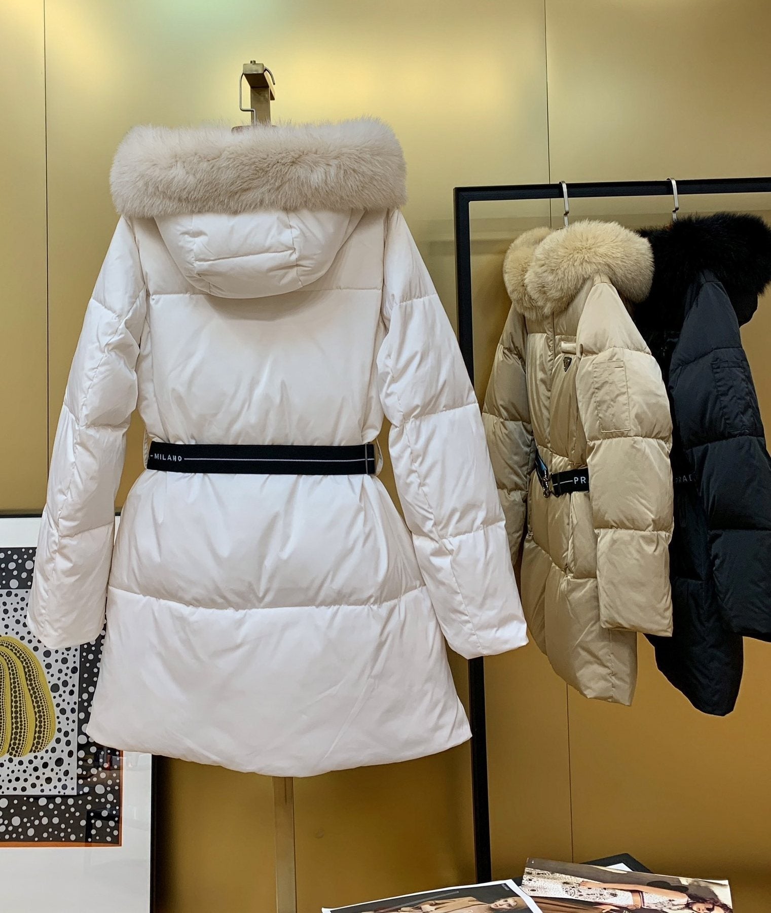 Prada Long Belted Puffer Jacket — back