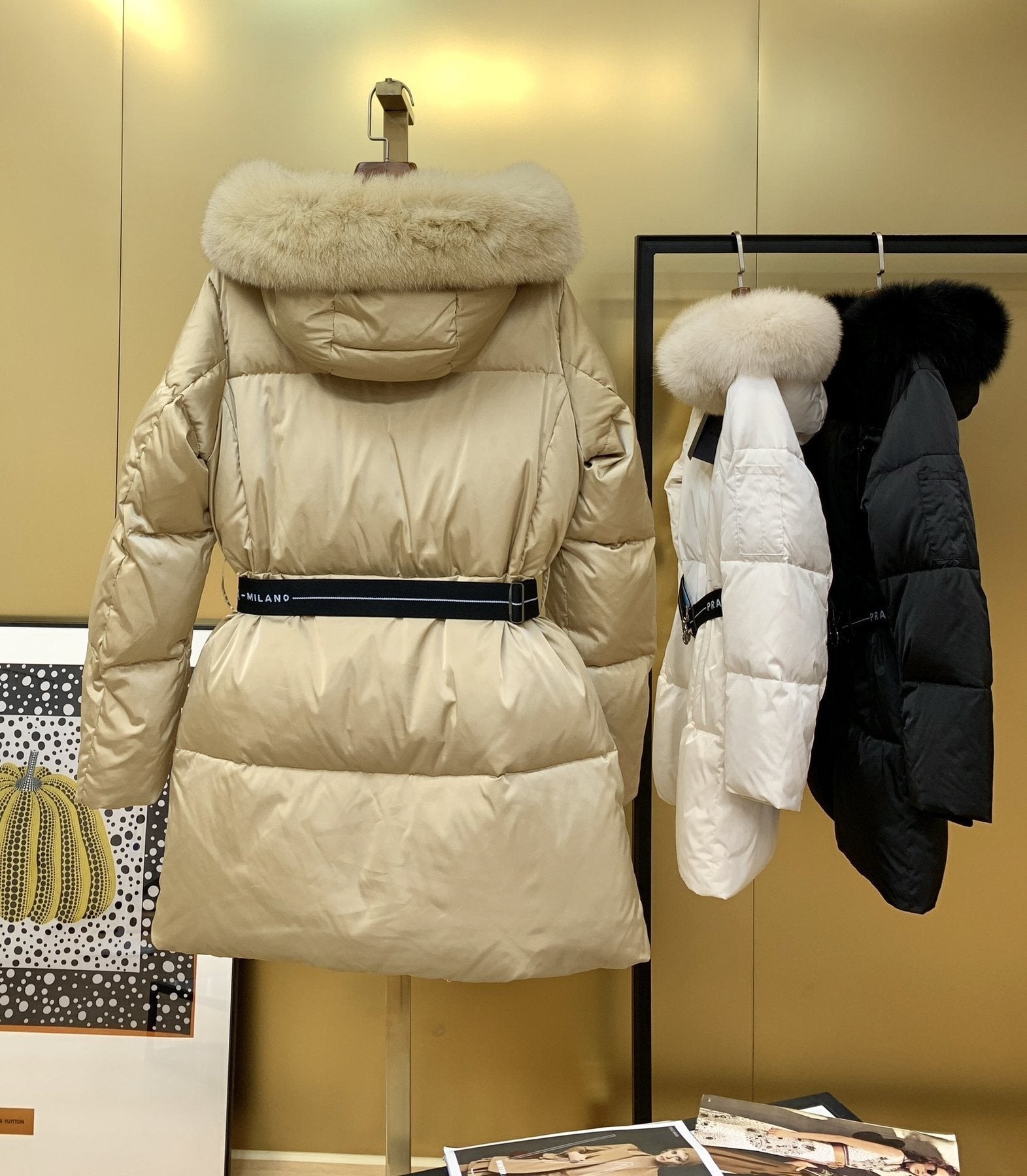 Prada Long Belted Puffer Jacket — back
