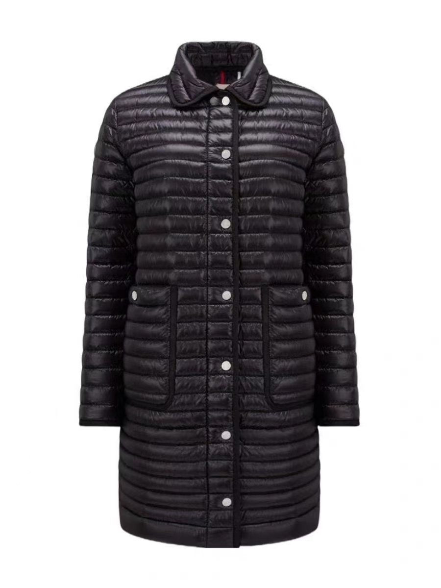 Moncler Women's Long Quilted Button-Front Down Coat — front