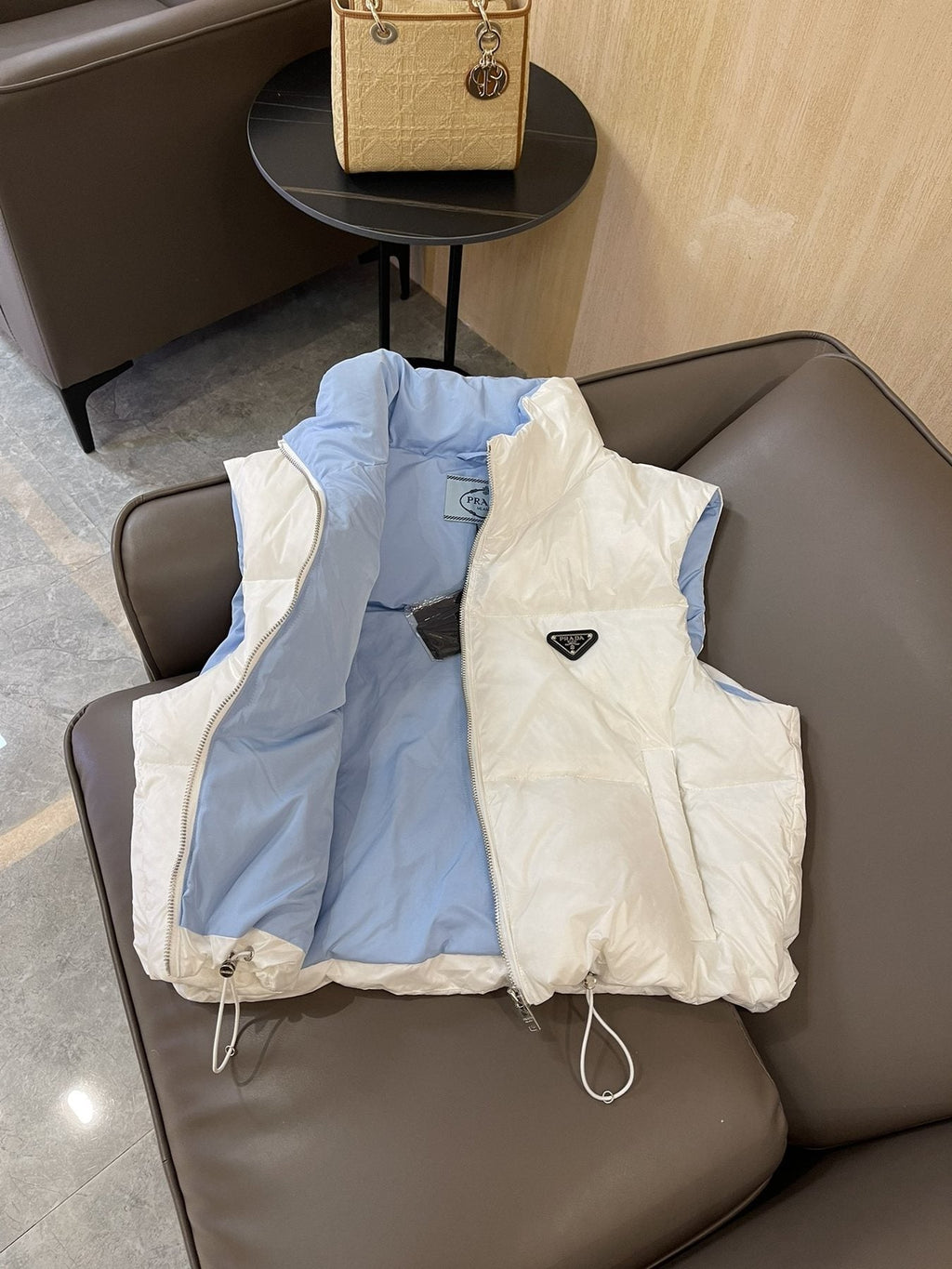 Prada Reversible Quilted Zip Vest — front