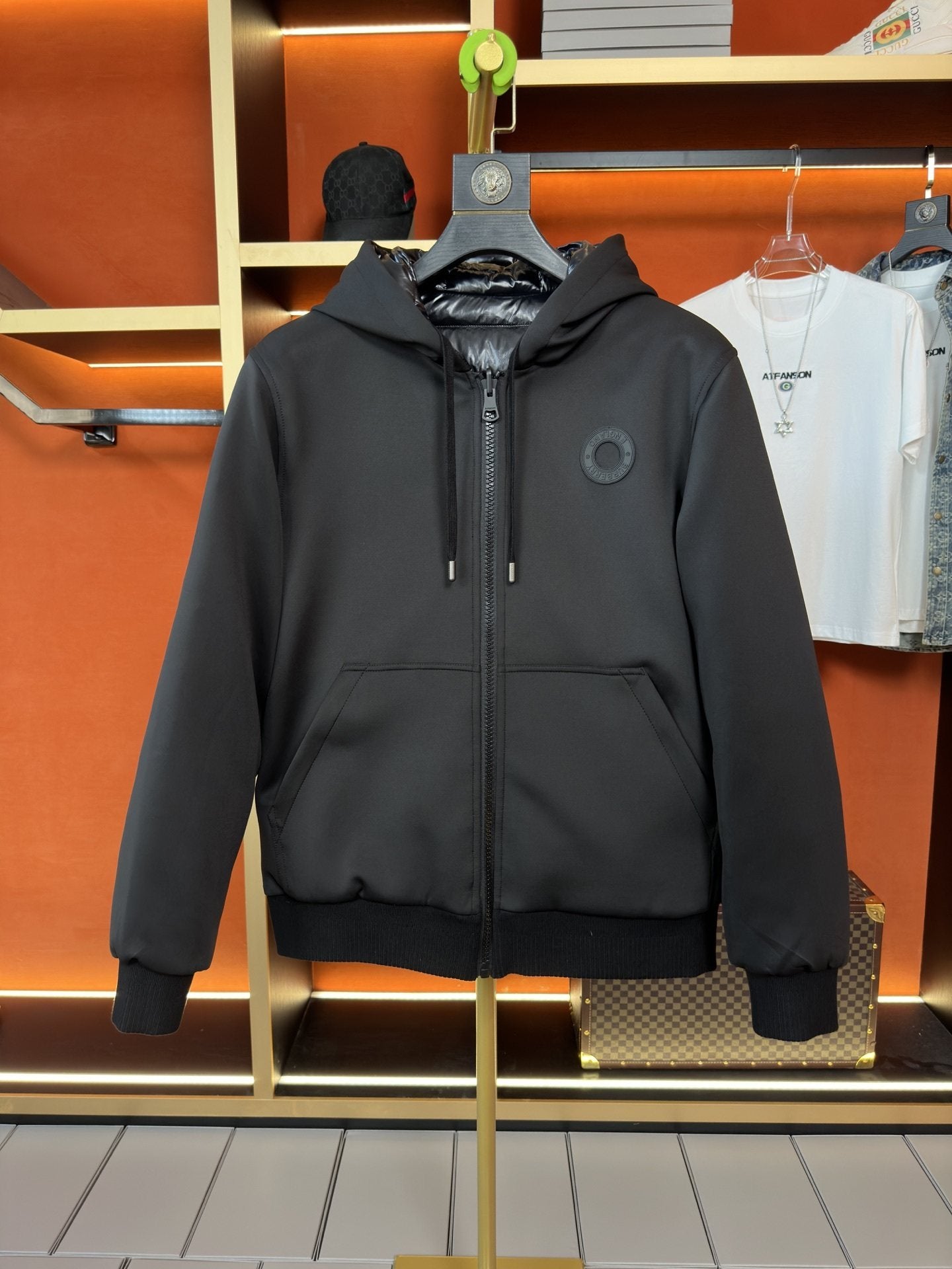 Burberry Reversible Black Hooded Puffer Jacket — hero