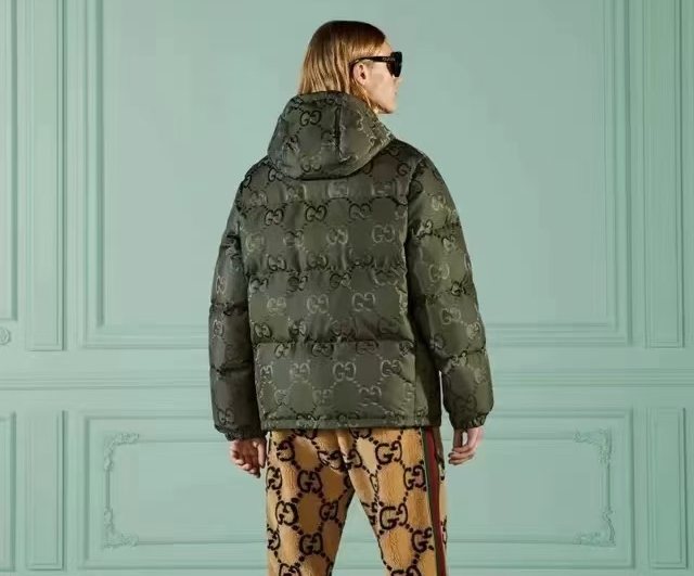 GUCCI Hooded Tonal Monogram Puffer Jacket — model