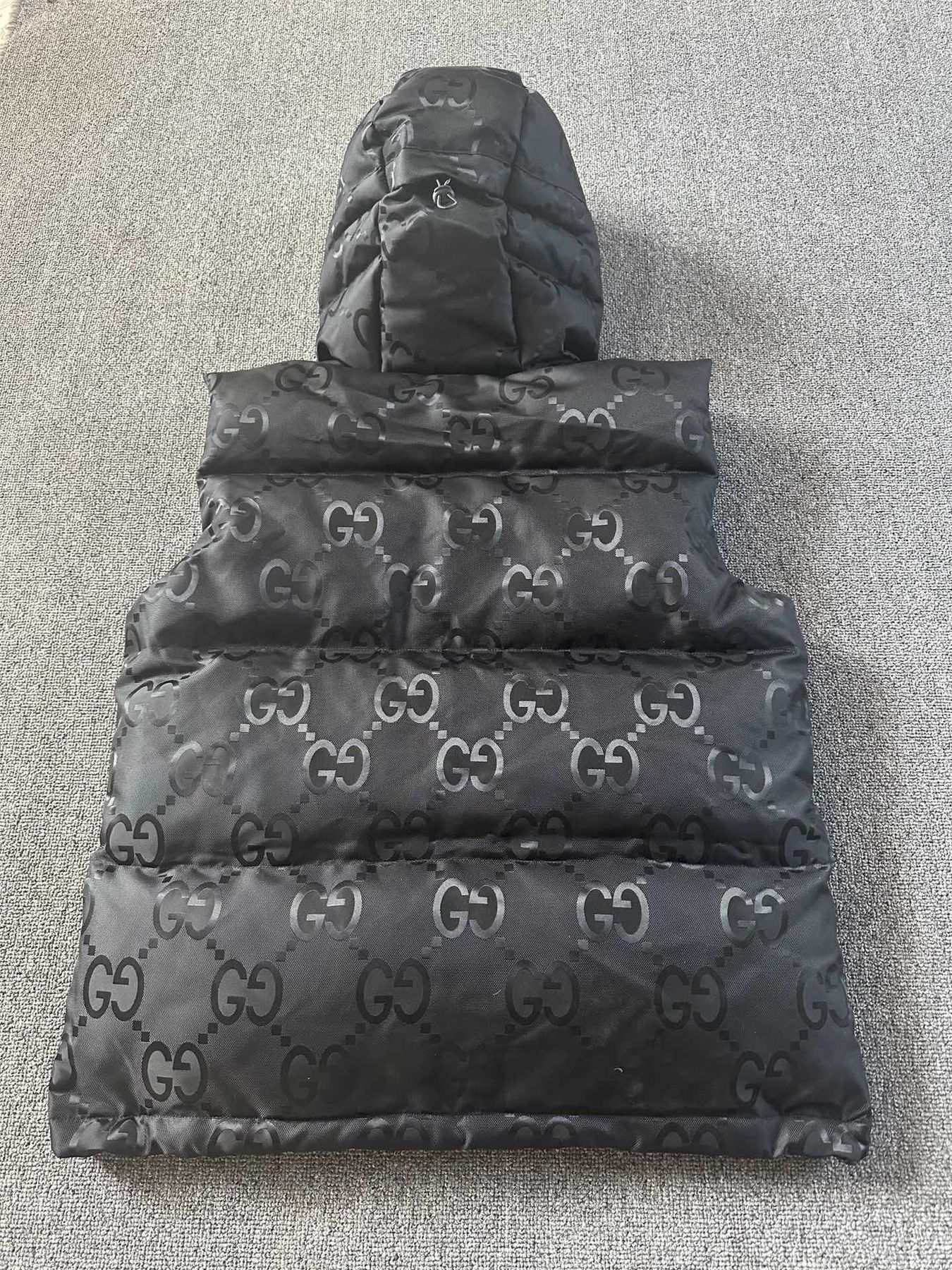 Gucci Black Tonal Monogram Down Vest — back