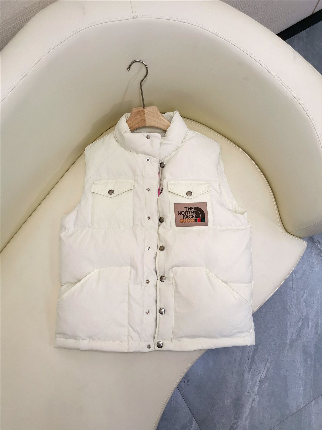 The North Face Gucci Padded Snap-Front Vest — front