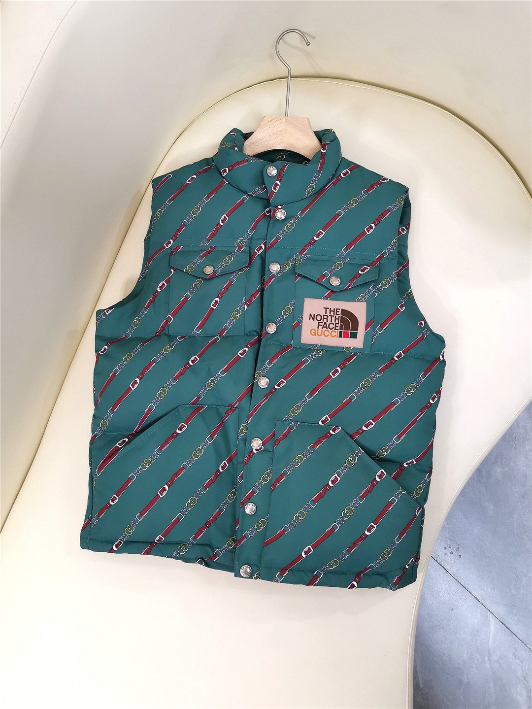 The North Face Gucci Padded Snap-Front Vest — front
