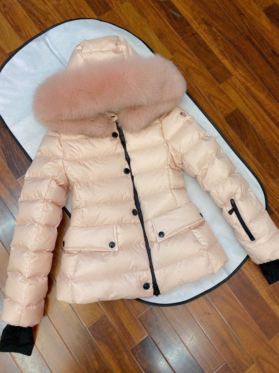 Moncler Fur-Trim Hood Puffer Coat — hero