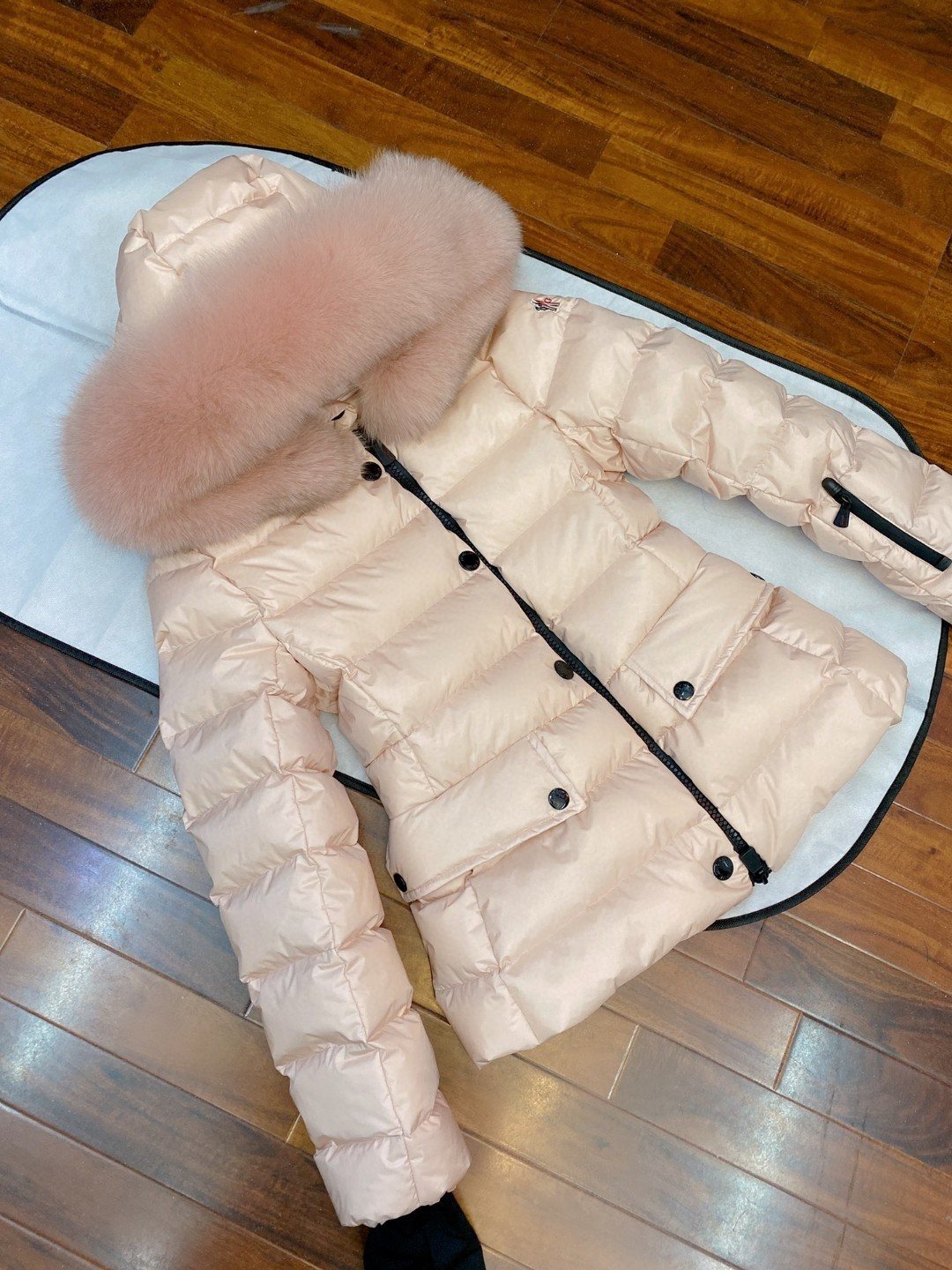 Moncler Fur-Trim Hood Puffer Coat — front