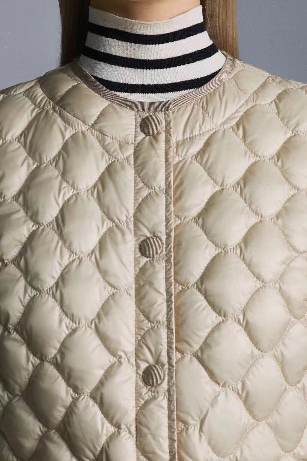 Moncler Women's Heart-Quilted Short Down Coat — detail