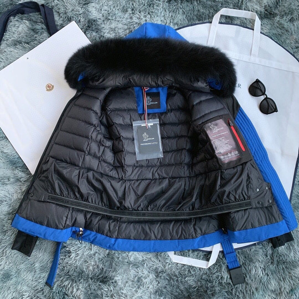 Moncler Women's Fur-Trim Hood Belted Puffer Coat — hang_tag