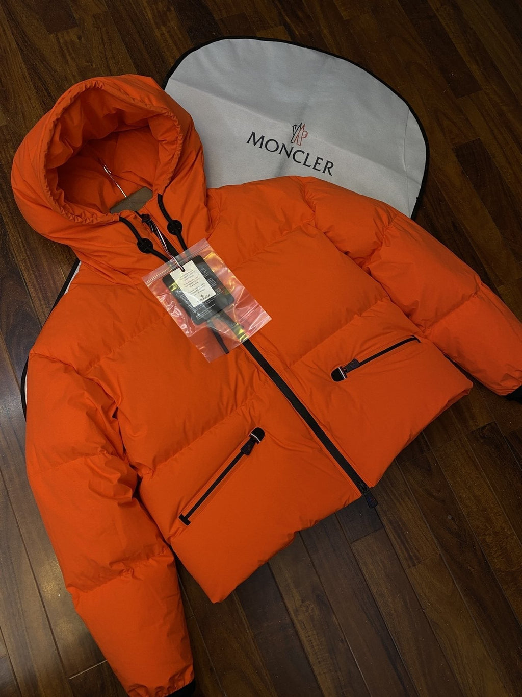 Moncler Cropped Hooded Puffer Coat — hang_tag