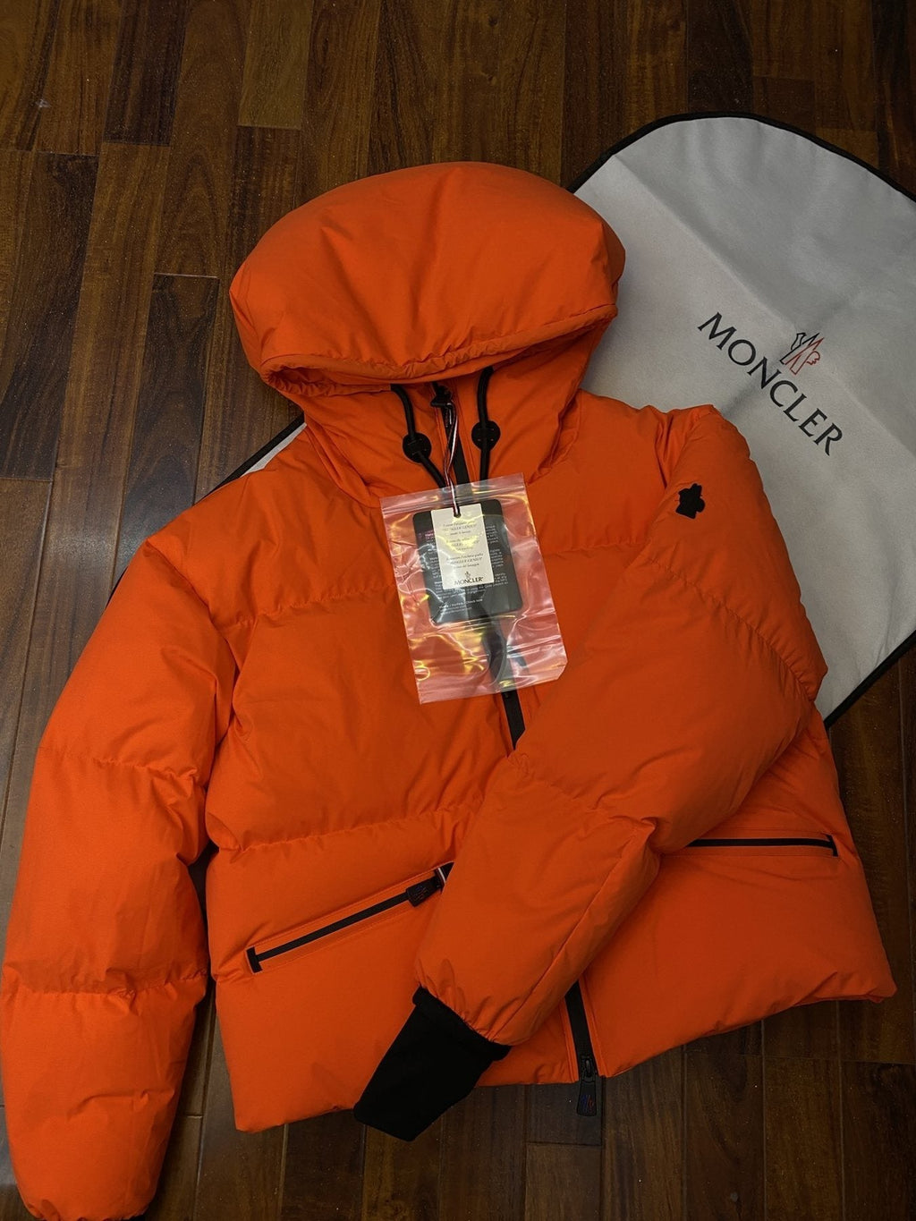 Moncler Cropped Hooded Puffer Coat — hang_tag