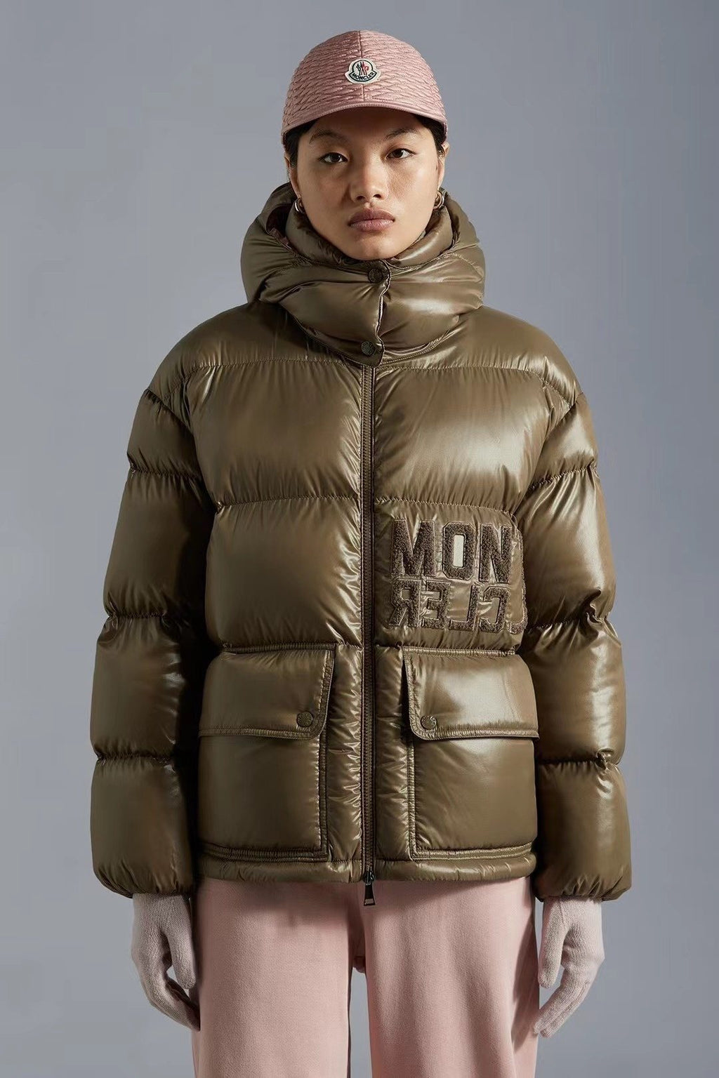 Moncler Contrast-Yoke Hooded Puffer Coat — context