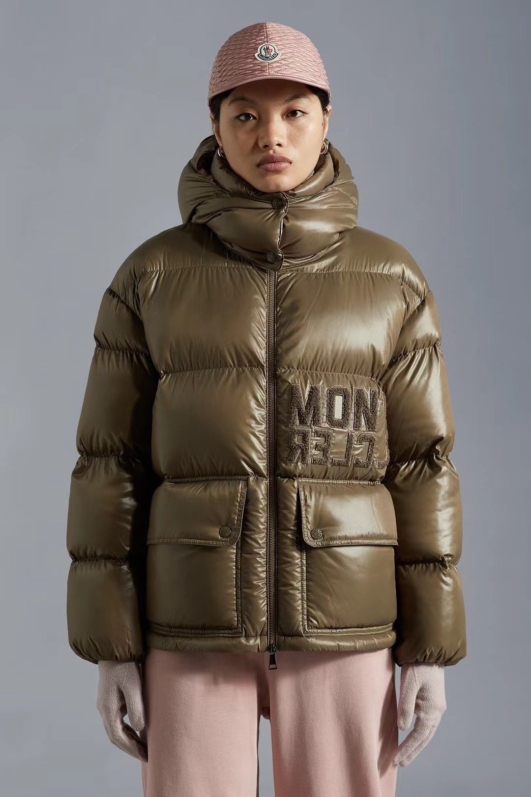 Moncler Contrast-Yoke Hooded Puffer Coat — context
