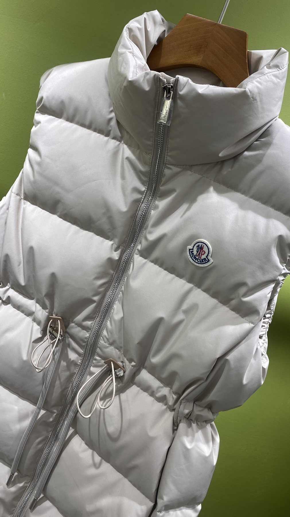 Moncler Longline Quilted Down Vest — detail