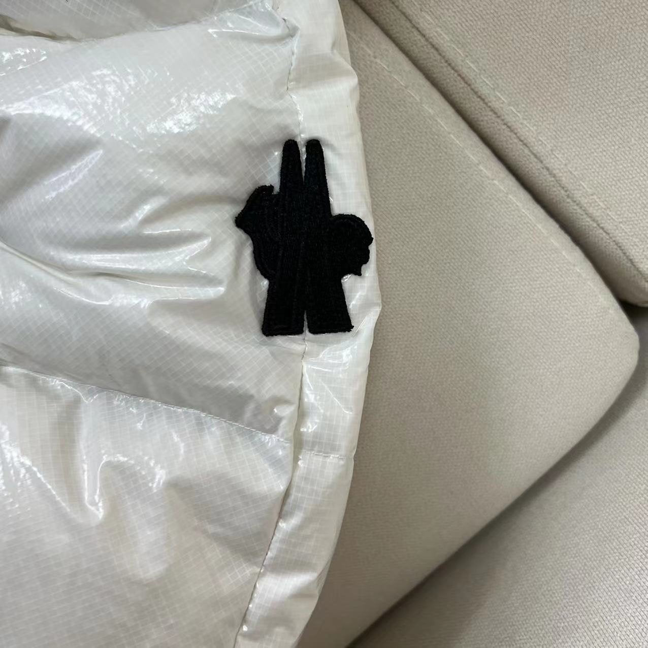 Moncler Glossy Belted Puffer Coat — detail
