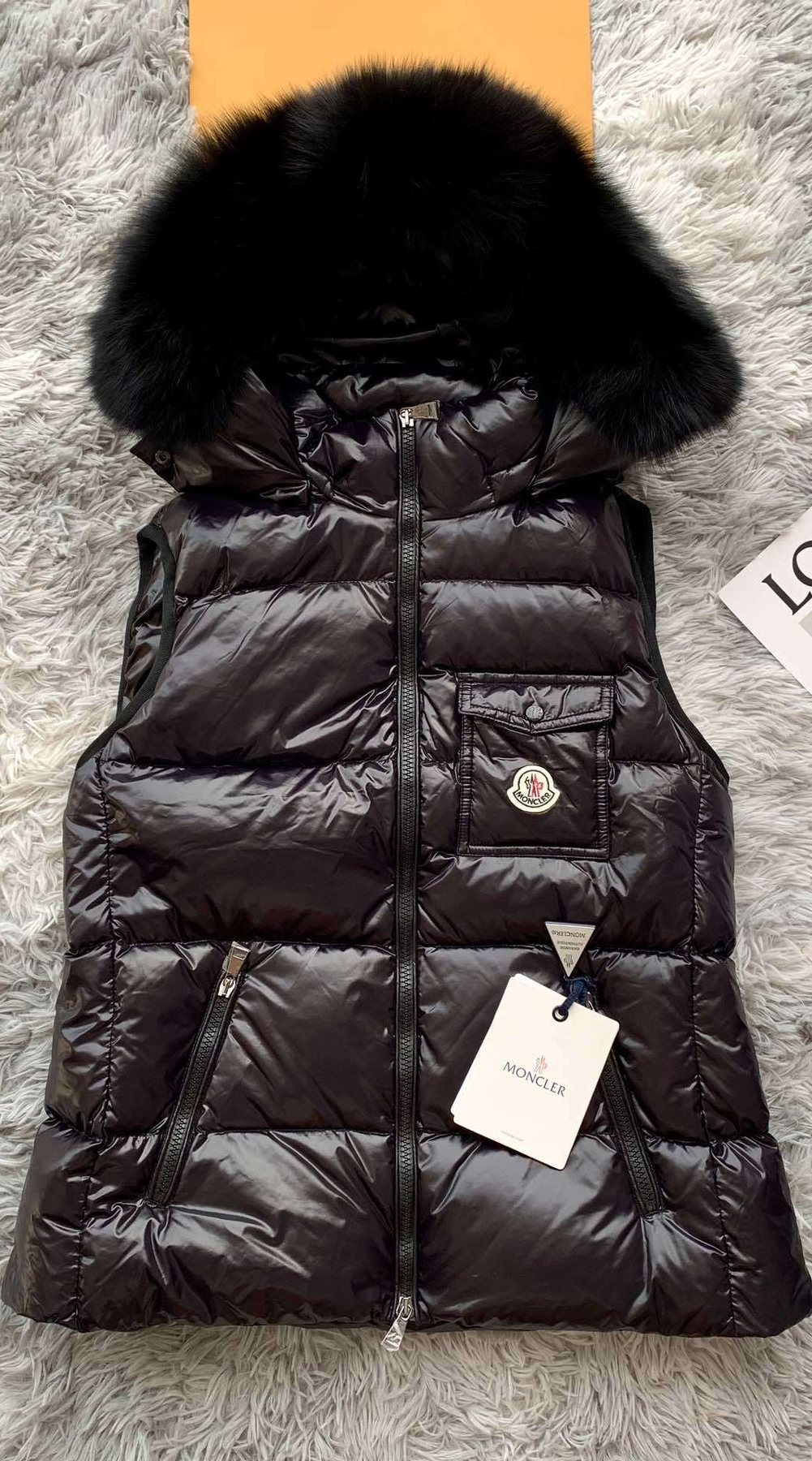Moncler Fur-Trimmed Hooded Down Vest — front