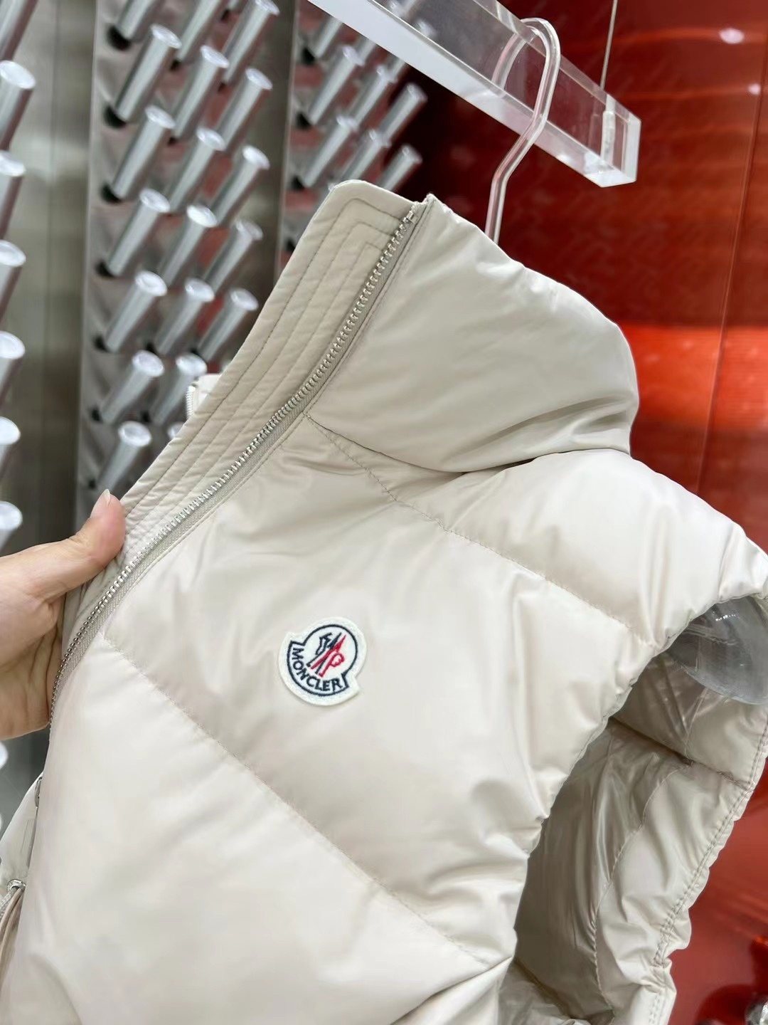 Moncler Women's Quilted Zip-Front Vest — detail
