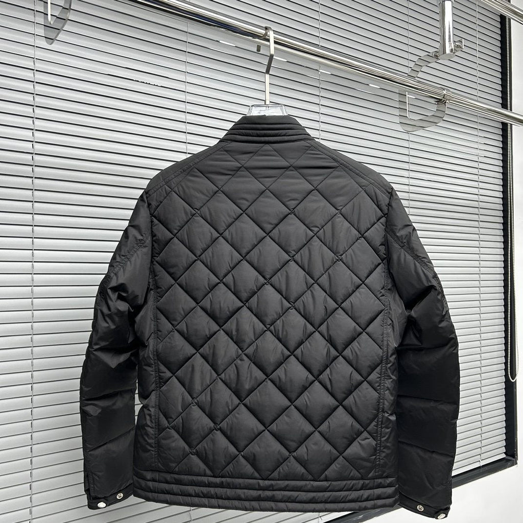 Moncler Diamond-Quilted Zip Coat — back