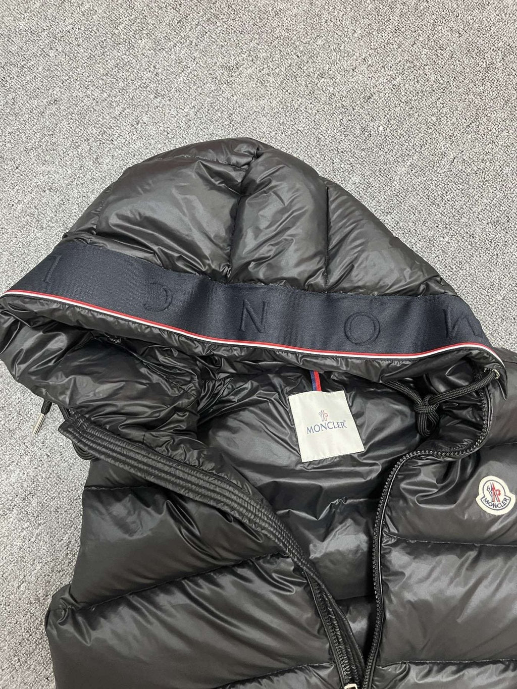 Moncler Hooded Quilted Down Vest — detail