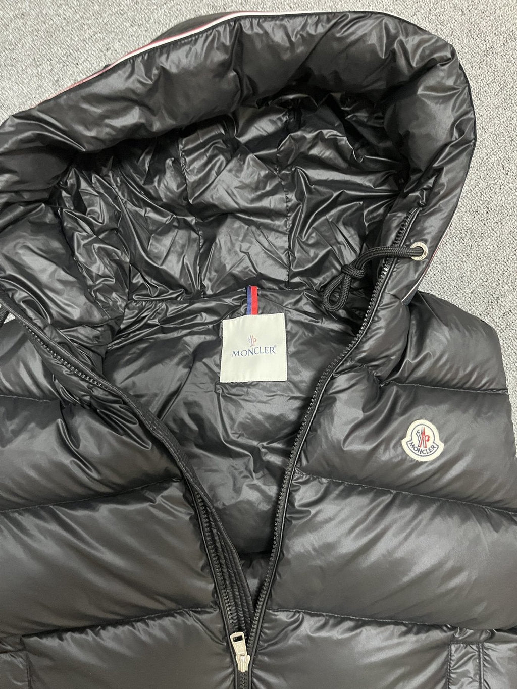 Moncler Hooded Quilted Down Vest — detail