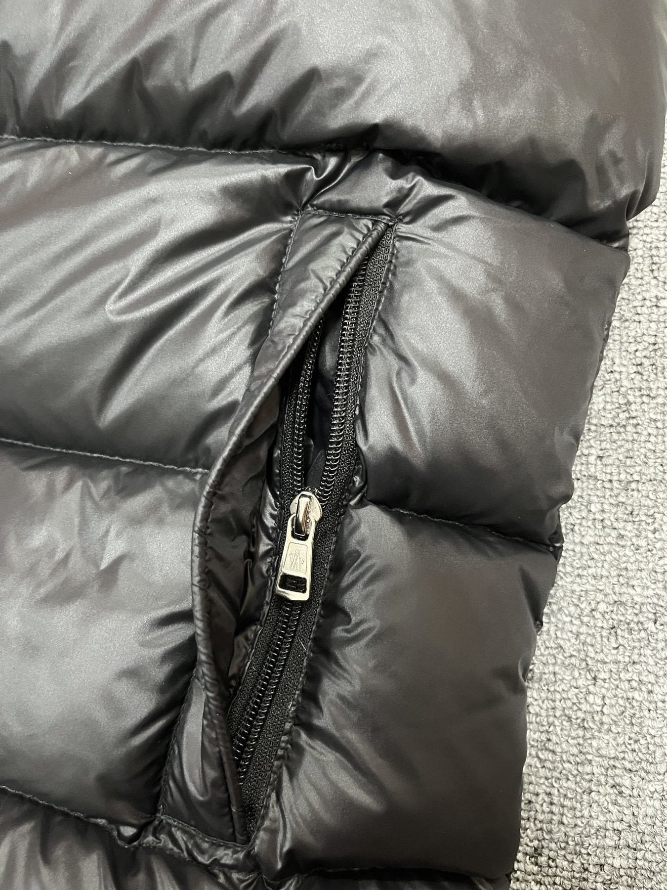 Moncler Hooded Quilted Down Vest — detail