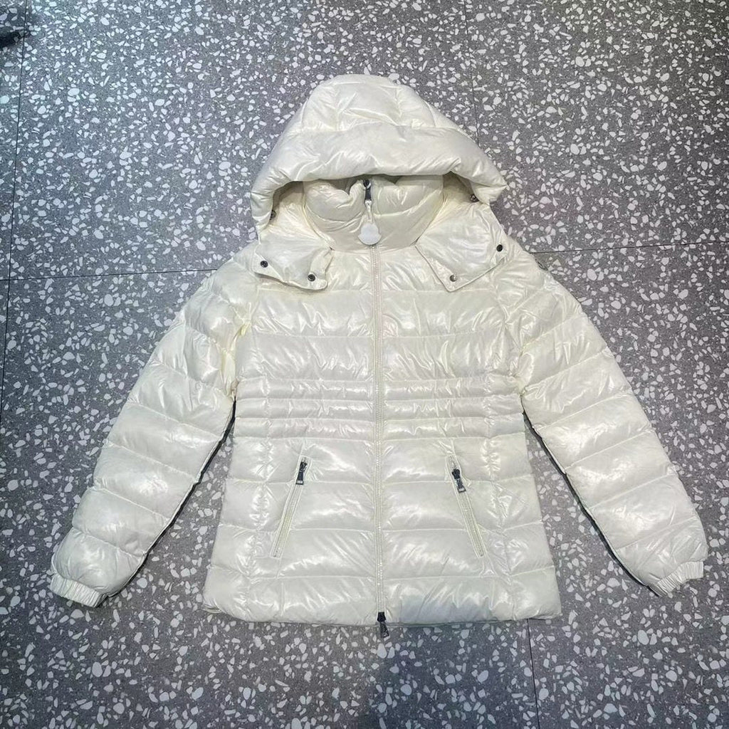 Moncler Women's Glossy Quilted Detachable Hood Puffer Coat — front