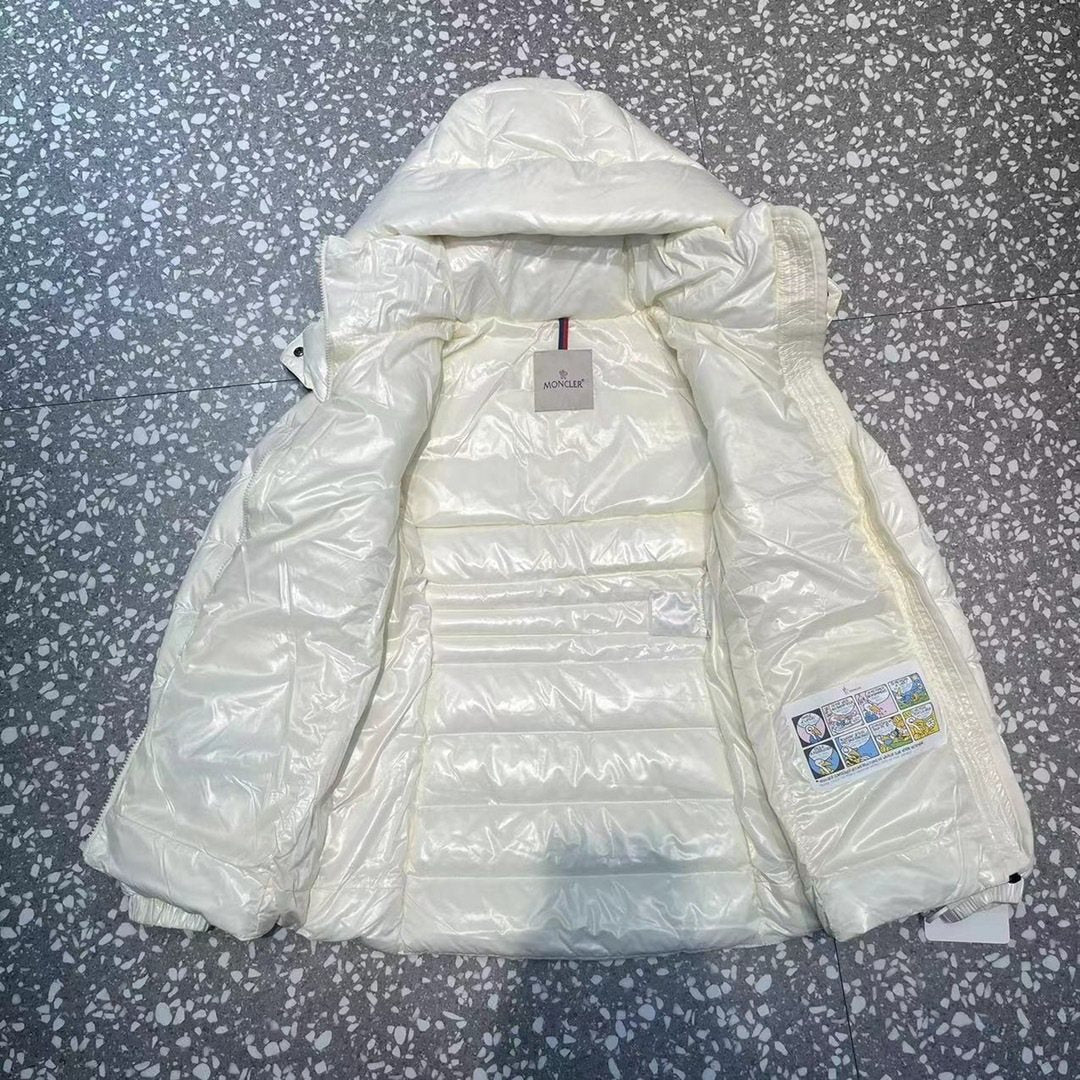 Moncler Women's Glossy Quilted Detachable Hood Puffer Coat — neck_label