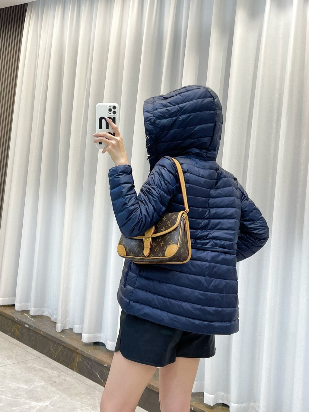 Moncler Short Hooded Down Coat — back