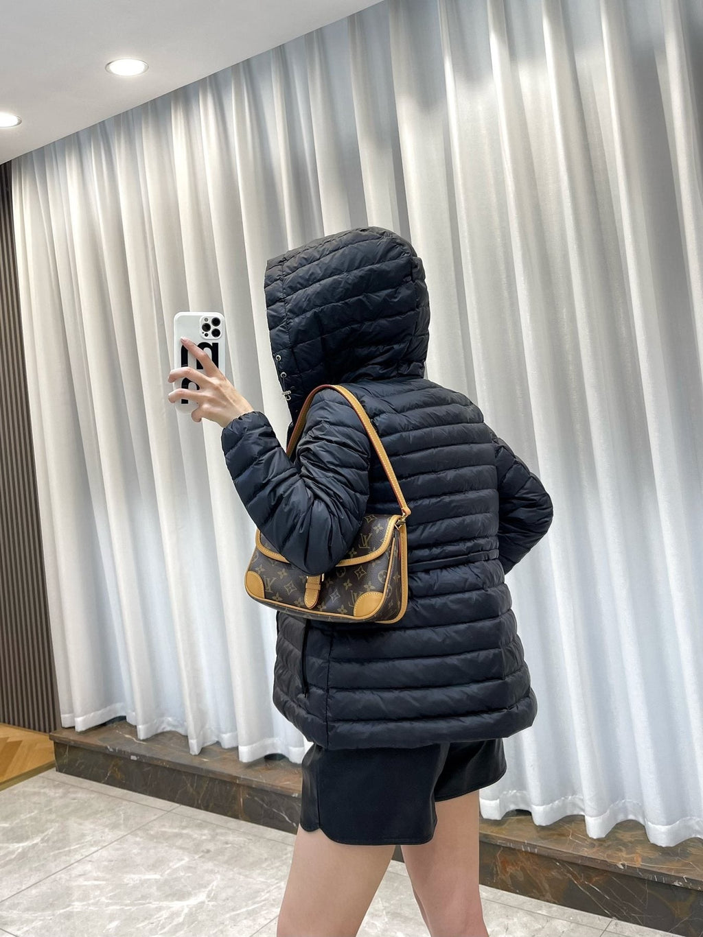 Moncler Short Hooded Down Coat — back
