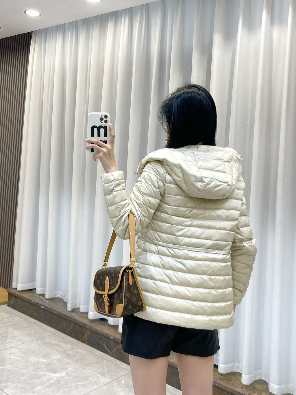 Moncler Short Hooded Down Coat — back