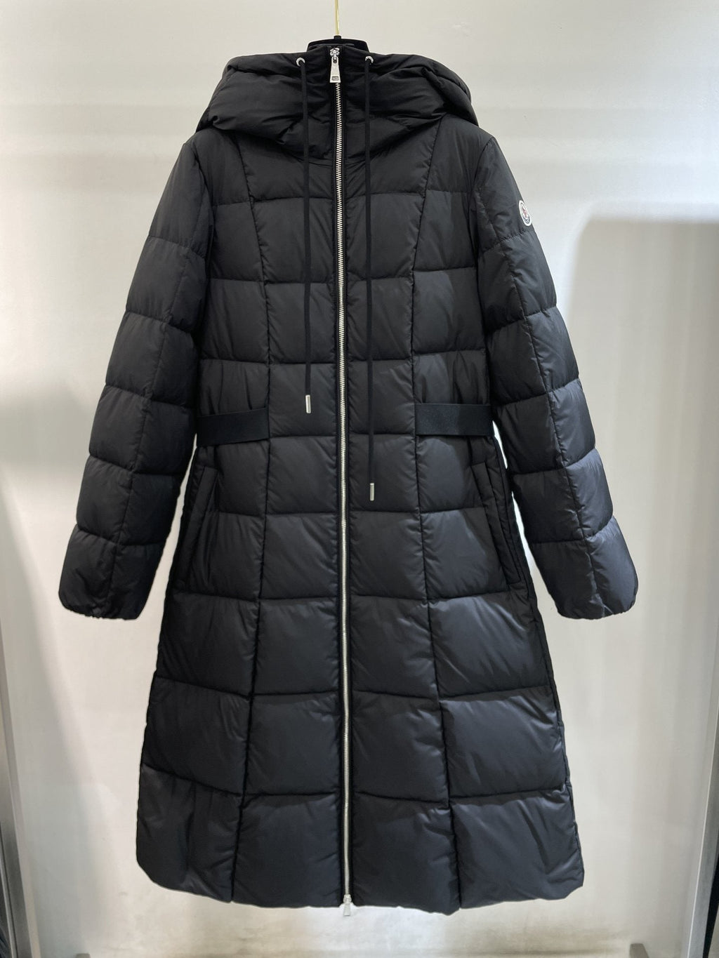 Moncler Women's Black Long Hooded Quilted Puffer Coat — hero