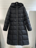 Moncler Women's Black Long Hooded Quilted Puffer Coat — hero