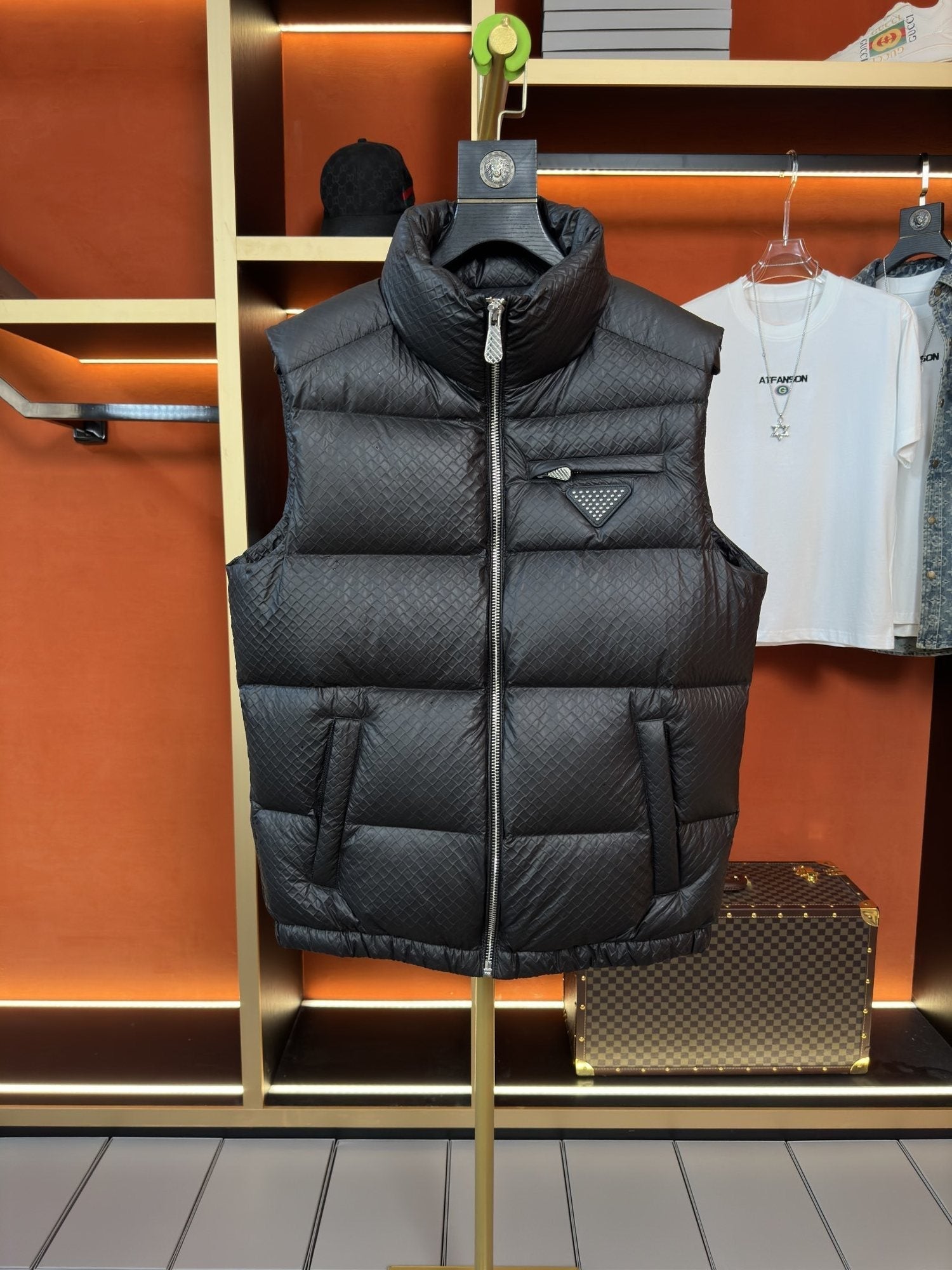 Prada Quilted Zip-Front Down Vest — hero