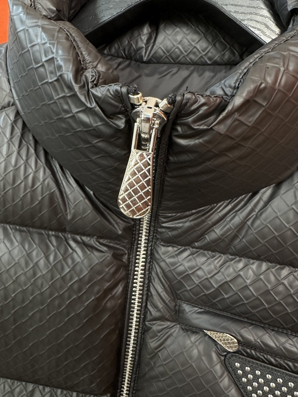 Prada Quilted Zip-Front Down Vest — detail