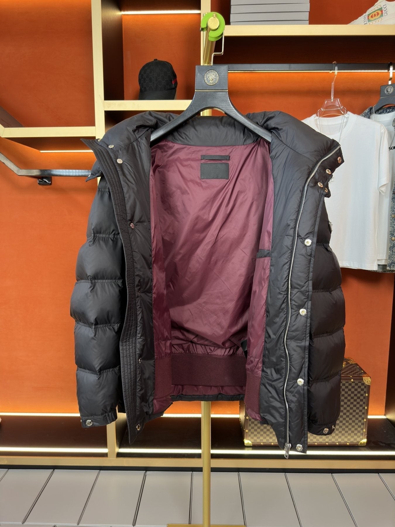 Prada Hooded Quilted Puffer Jacket — detail