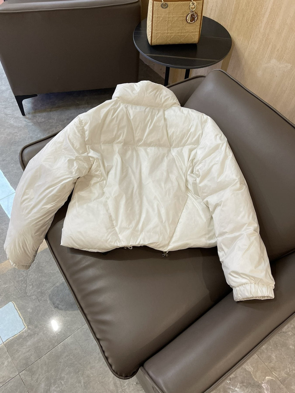 Prada Triangle Plaque Short Down Jacket — back