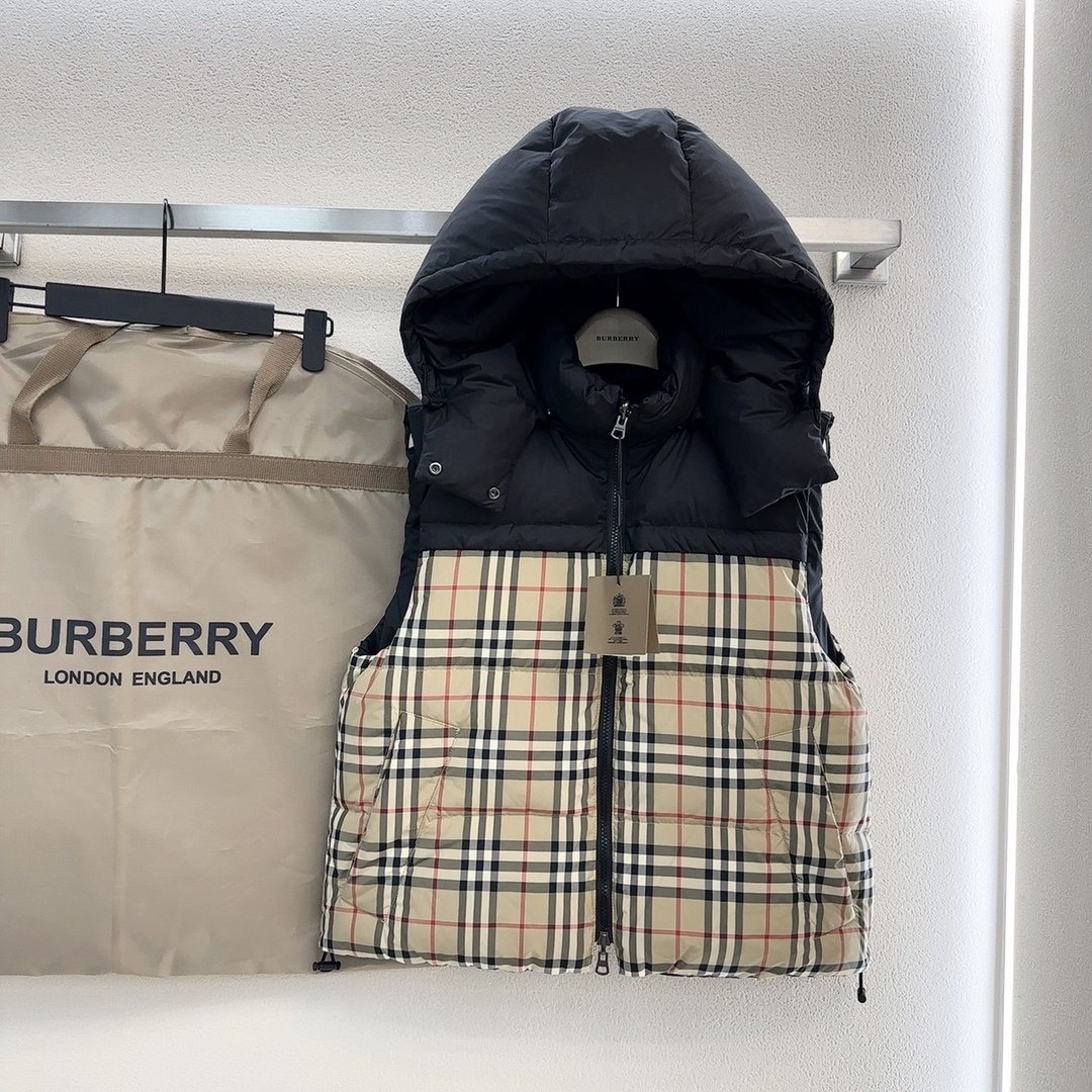 Burberry Reversible Check Hooded Down Vest — hero