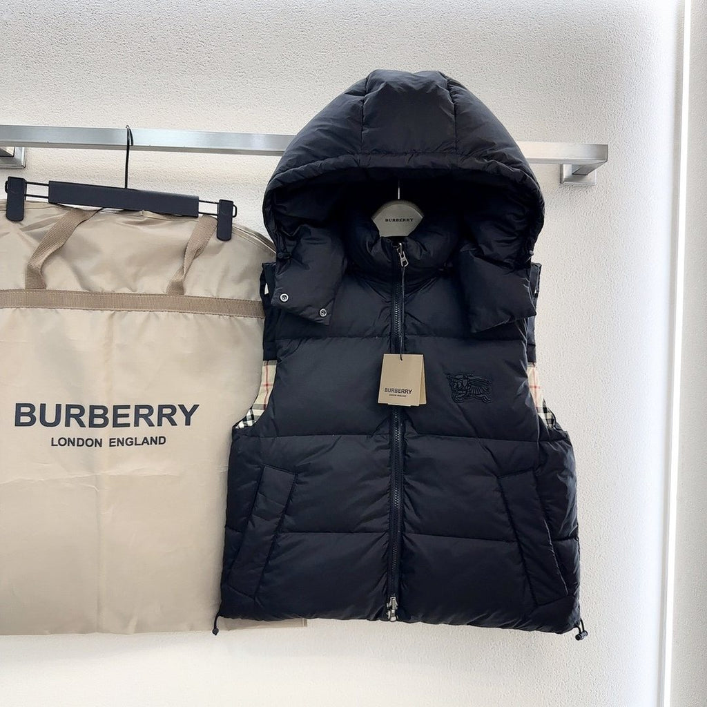 Burberry Reversible Check Hooded Down Vest — front
