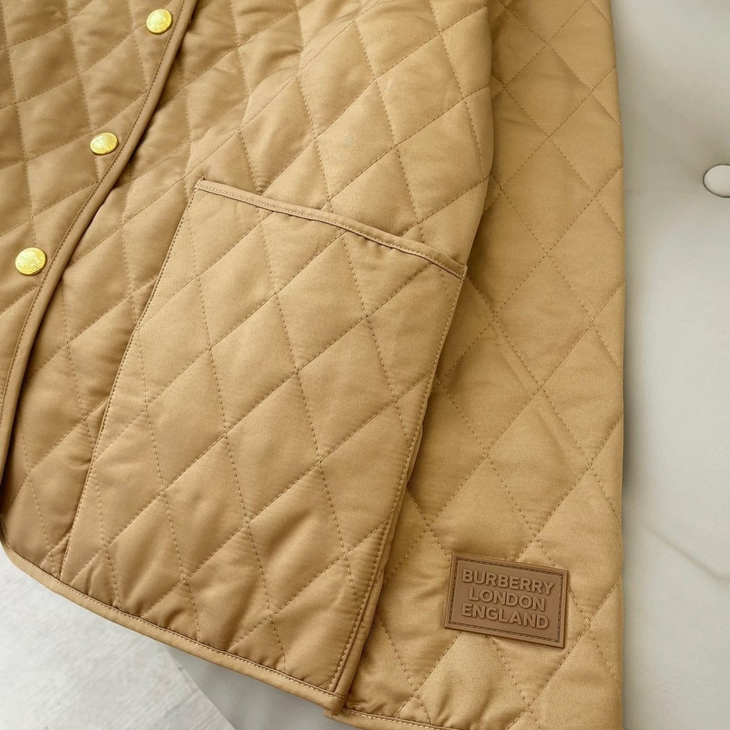 Burberry Diamond-Quilted Corduroy-Collar Jacket — detail