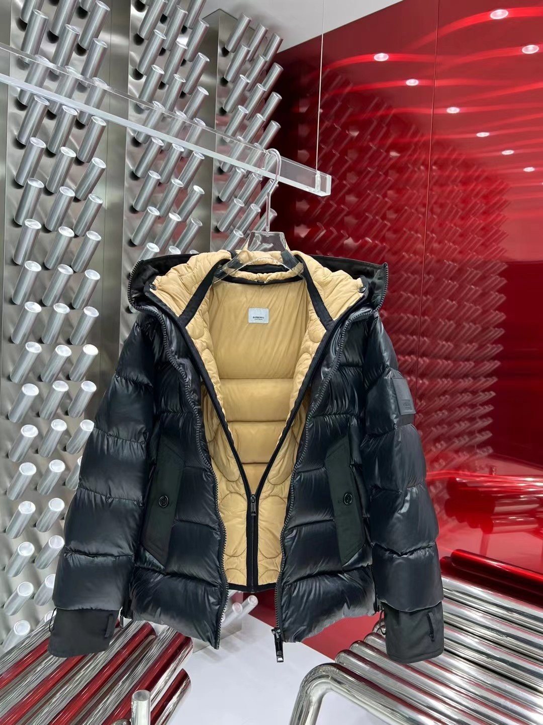 Burberry Black Hooded Quilted Puffer Jacket — front