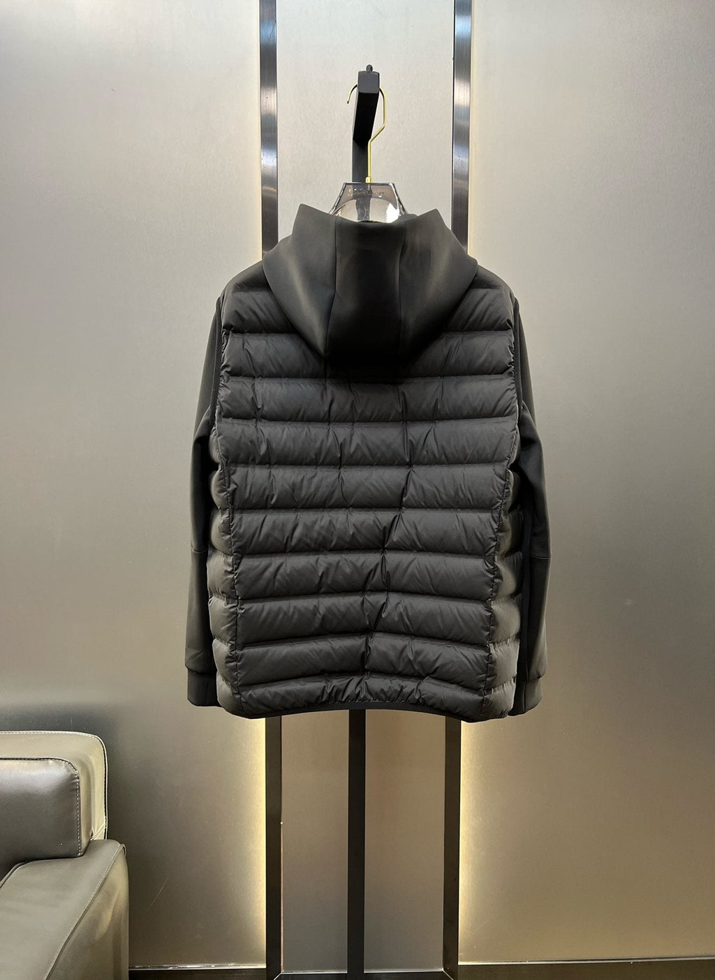 Prada Black Hooded Quilted Jacket — back