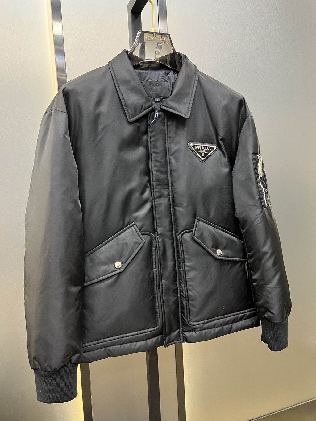 Prada Black Padded Zip-Front Puffer Jacket — front