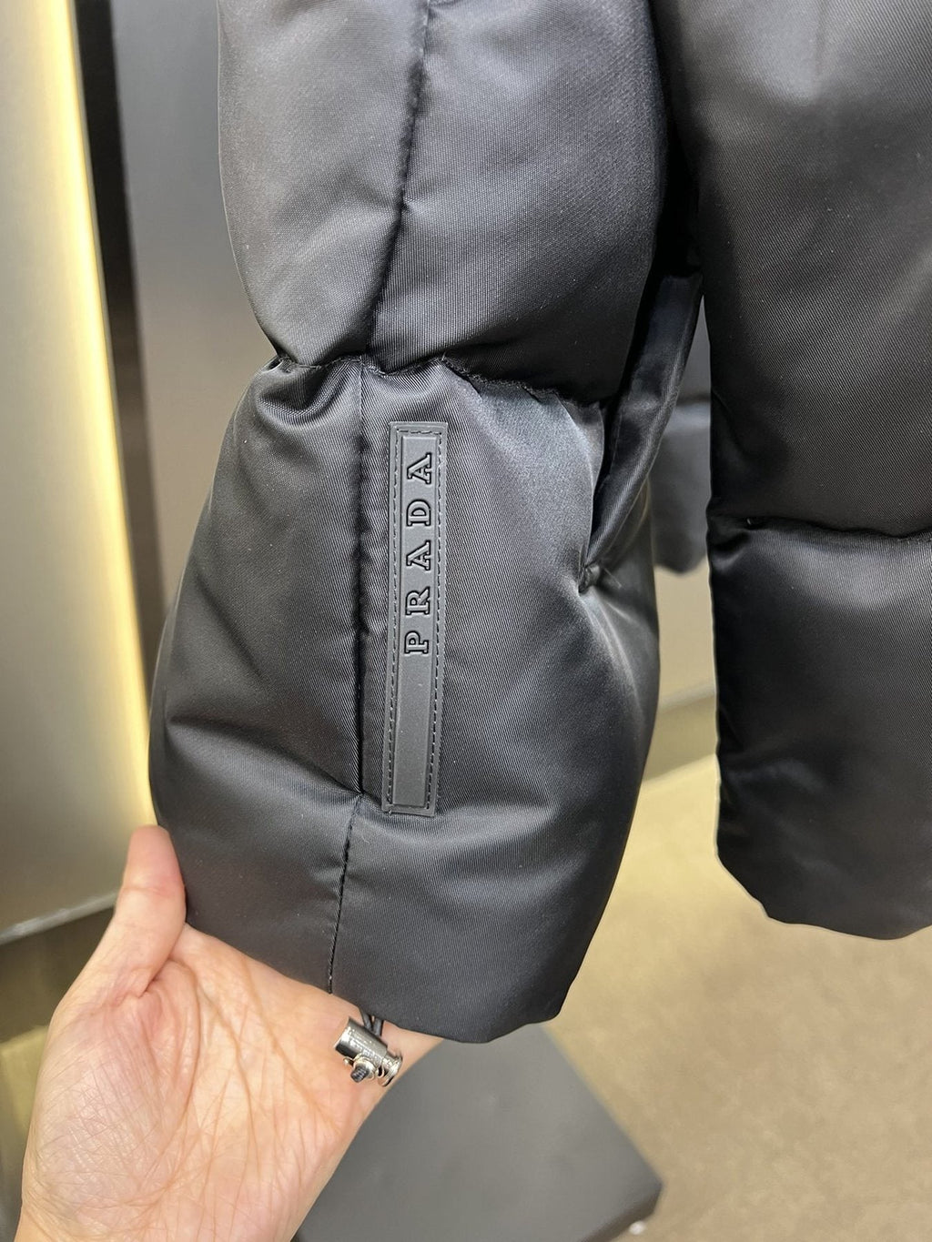Prada Black Quilted Puffer Jacket — detail