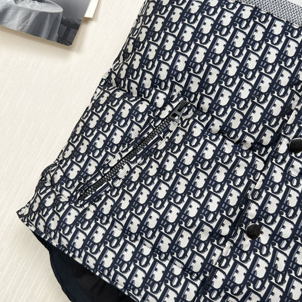 Dior Reversible Navy Quilted Down Vest — detail