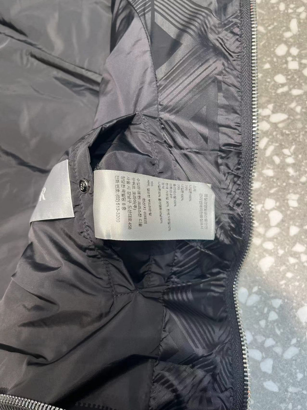 Dior Black Geometric Quilted Down Vest — neck_label