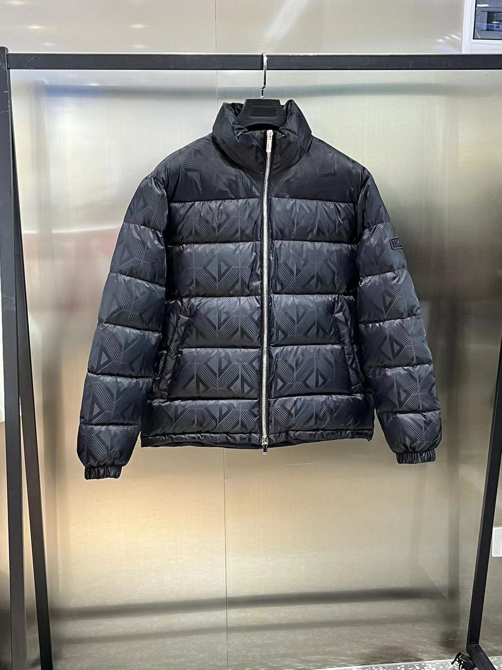 Dior Geometric-Pattern Short Down Jacket — front