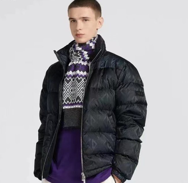 Dior Geometric-Pattern Short Down Jacket — context