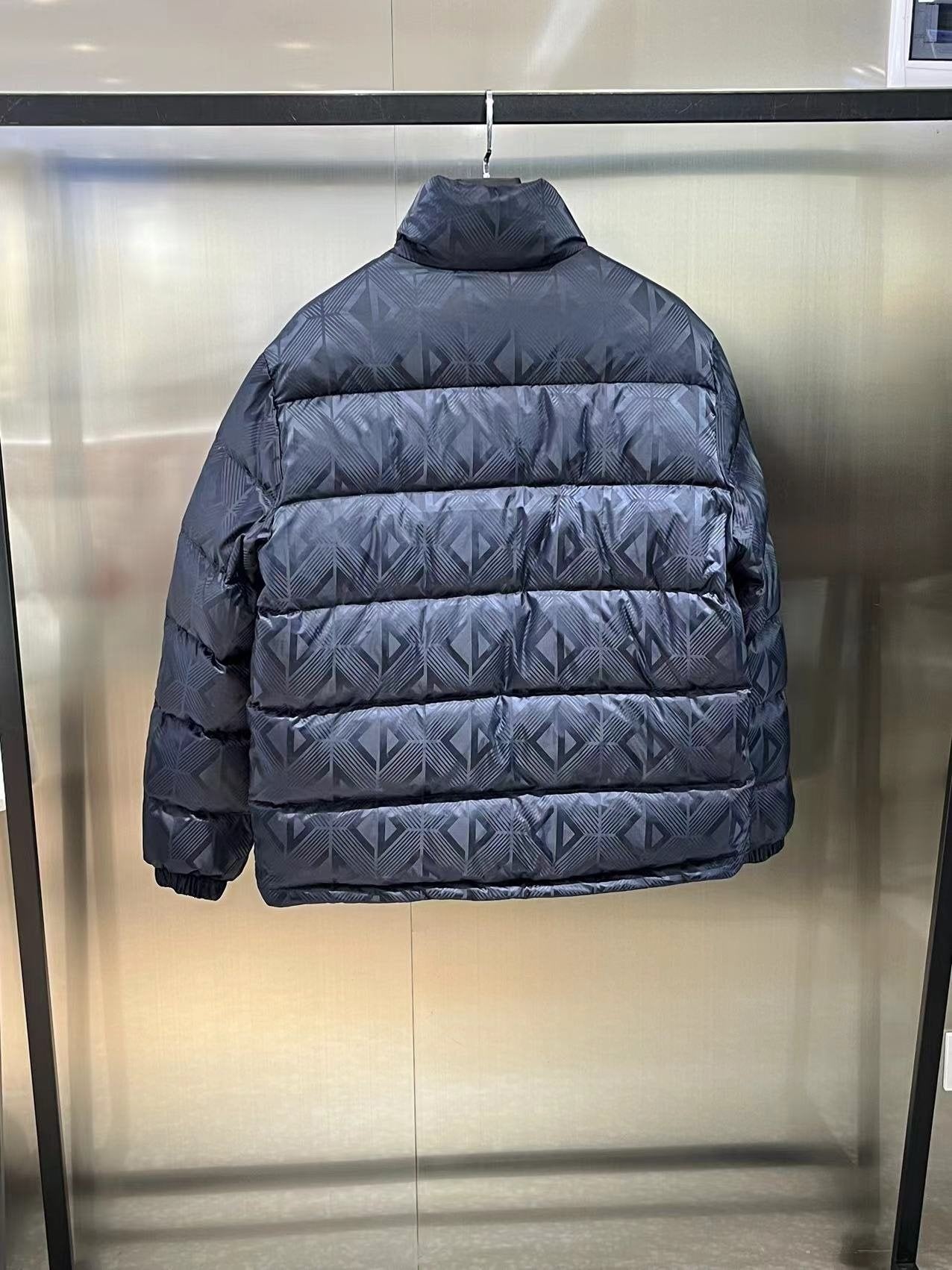Dior Geometric-Pattern Short Down Jacket — back